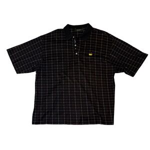 Bobby Jones mens 2XL XXL black Masters plaid 100% cotton polo golf shirt EUC